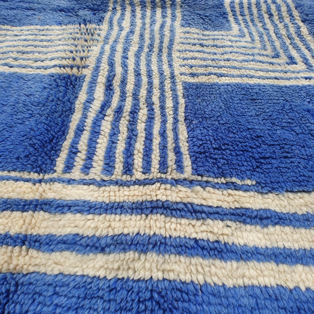 Achmala - Luxury Blue Shaggy Rug 6x9 Beni Mrirt | 6'x8'92 Ft | 182x272 cm - OunizZ