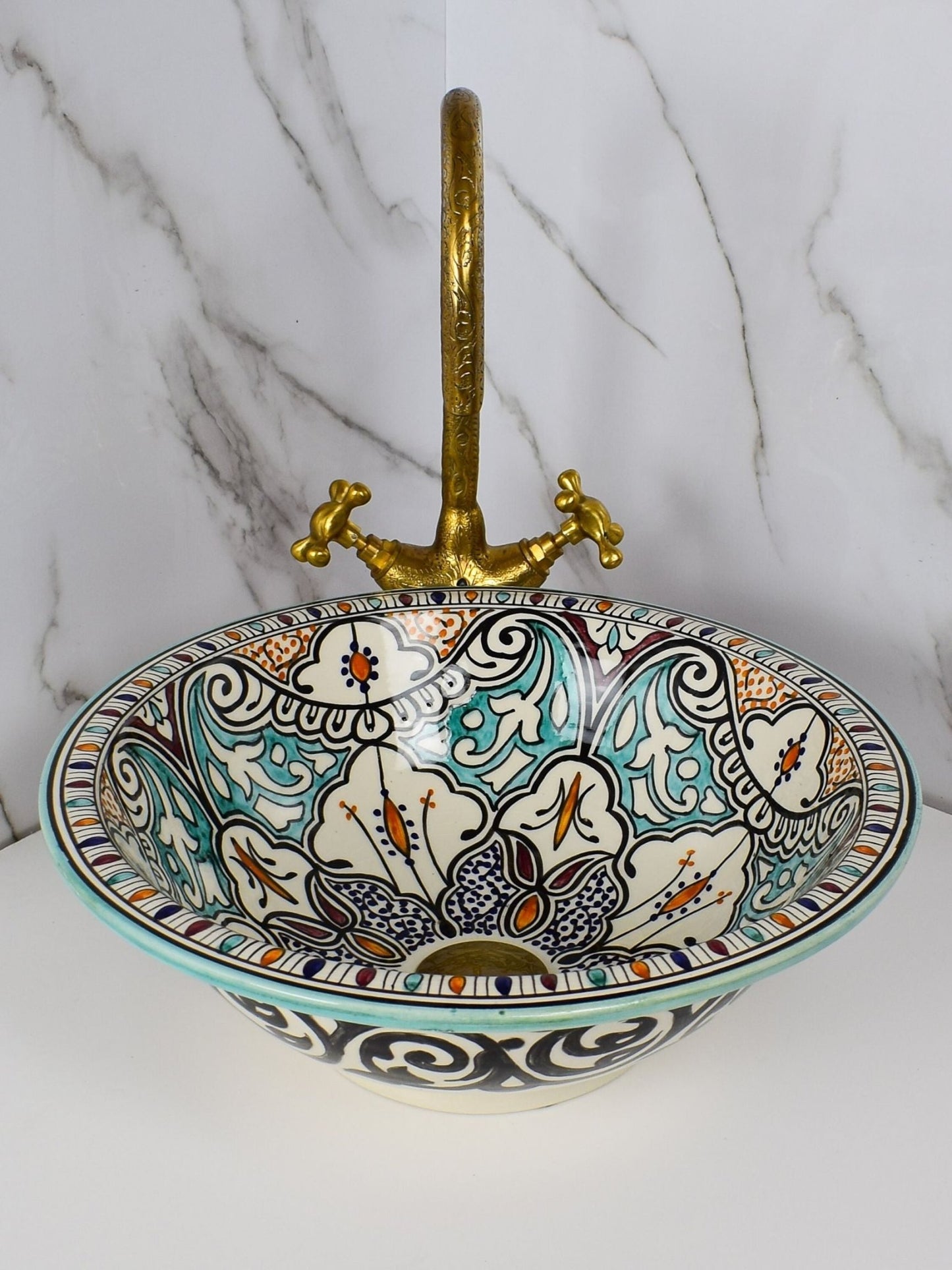 Akaroa - Boho Vanity Sink – Handcrafted Ceramic Vessel Sink for Bathroom Decor - (ETAT) - OunizZ