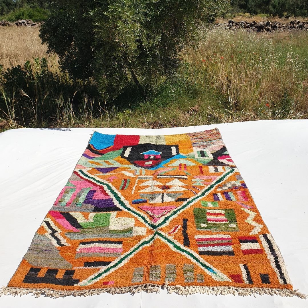 Anak - Orange Moroccan Rug 6x9 Boujad | Berber Handmade Wool Carpet | 6x9'2 Ft | 184x280 cm - OunizZ