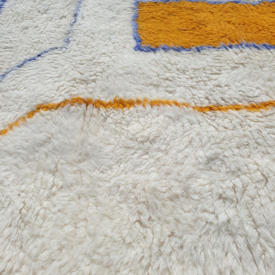 Bama | Cream Moroccan Rug 6x7 - Handcrafted Beni Ourain Wool | 6'10x7'45 ft | 186x227 cm - OunizZ