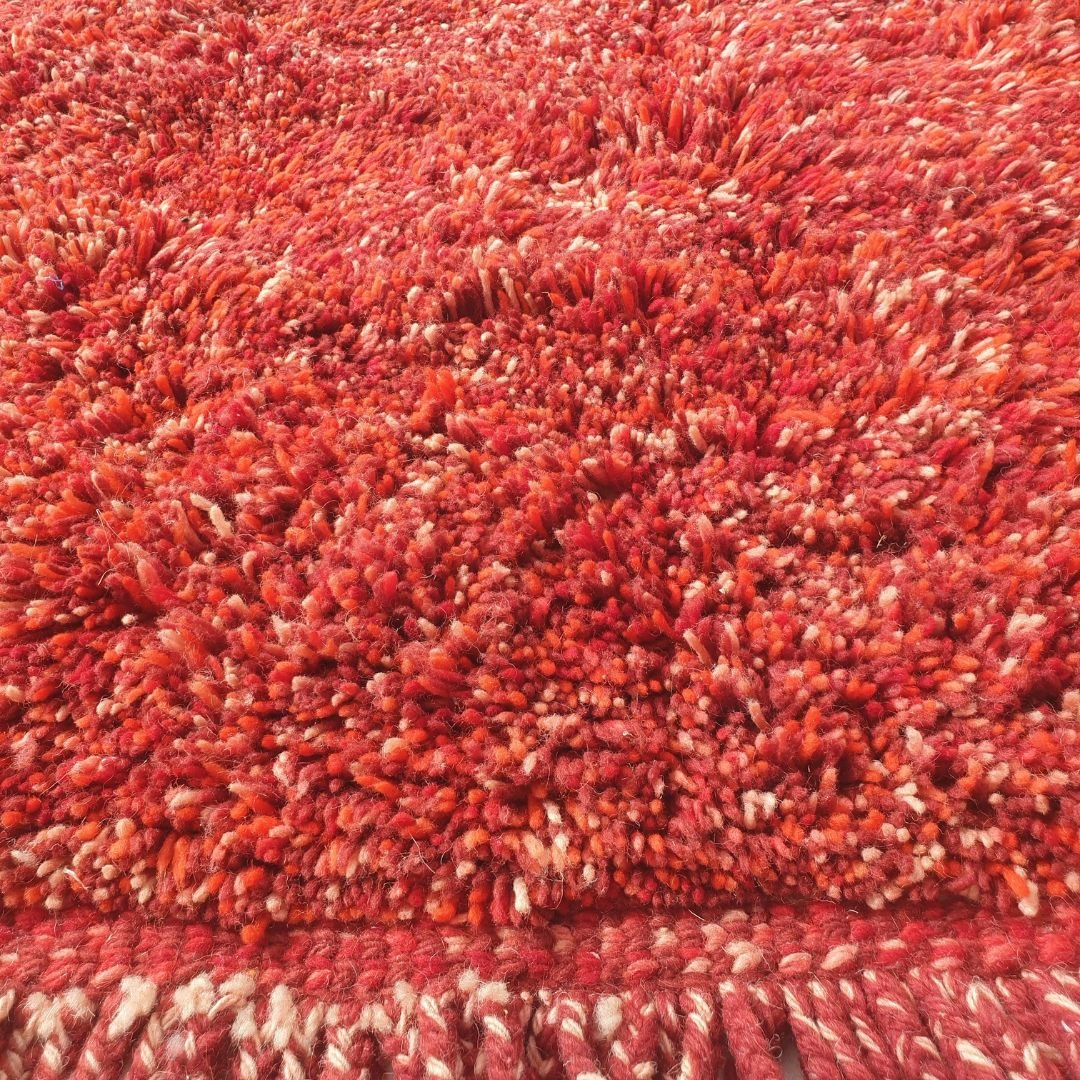 Batina - Red 6x9 Moroccan Rug Beni Mrirt Luxurious Ultra Soft & Thick | Berber Handmade Wool Carpet | 6'75x9'51 Ft | 206x290 cm - OunizZ