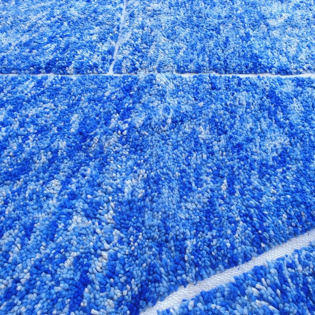 Daghra | Blue 6x9 Moroccan Rug Soft Beni Ourain | Berber Handmade Wool Carpet | 6'56x9'65 Ft | 200x294 cm - OunizZ