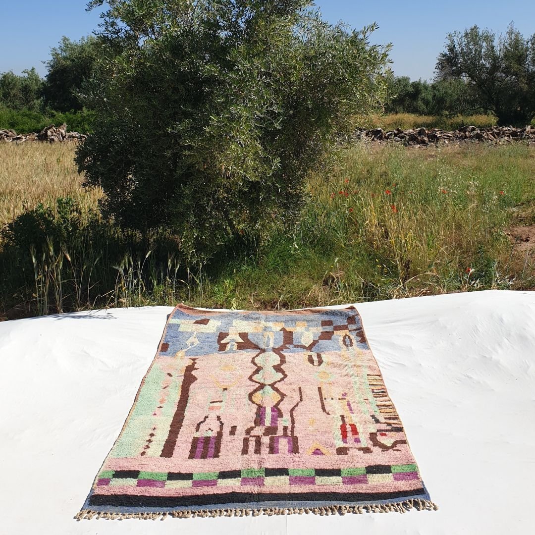 Dazia - Pink Vintage Moroccan Rug 5x8 | Handmade Berber Bedroom Carpet | 5'3x8'7 Ft | 161x266 cm - OunizZ