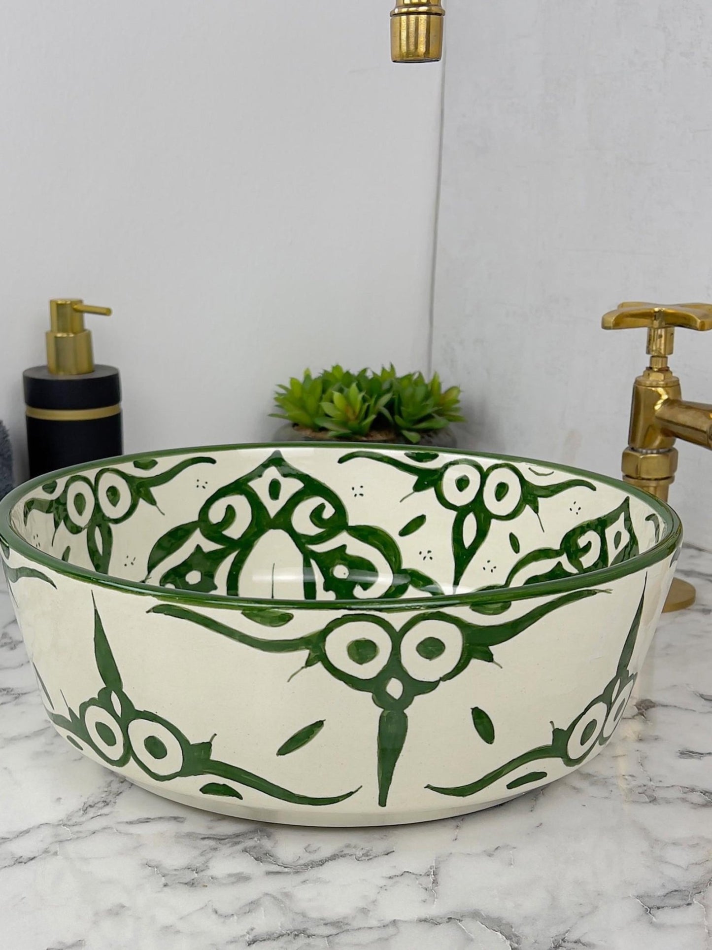 Demnate - Hand - painted Green Ceramic Bathroom Sink Vanity – Elegant, Customizable and Lead - Free - (ETMMT) - OunizZ