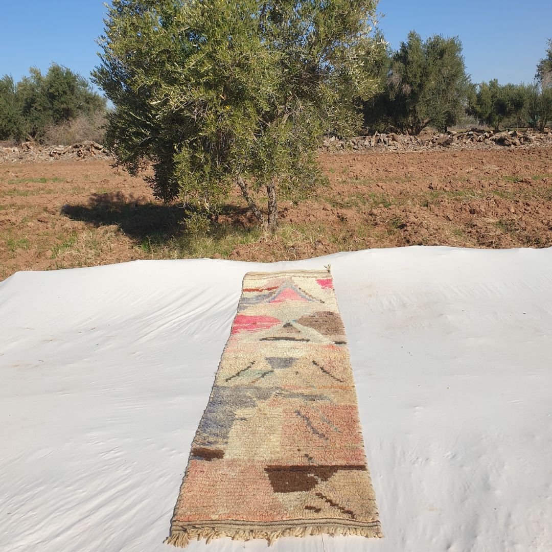 Jatna Runner | Vintage Boujaad 2x10 Moroccan Runner Rug for Hallway & Kitchen | 2'33x10' ft | 71x304 cm - OunizZ