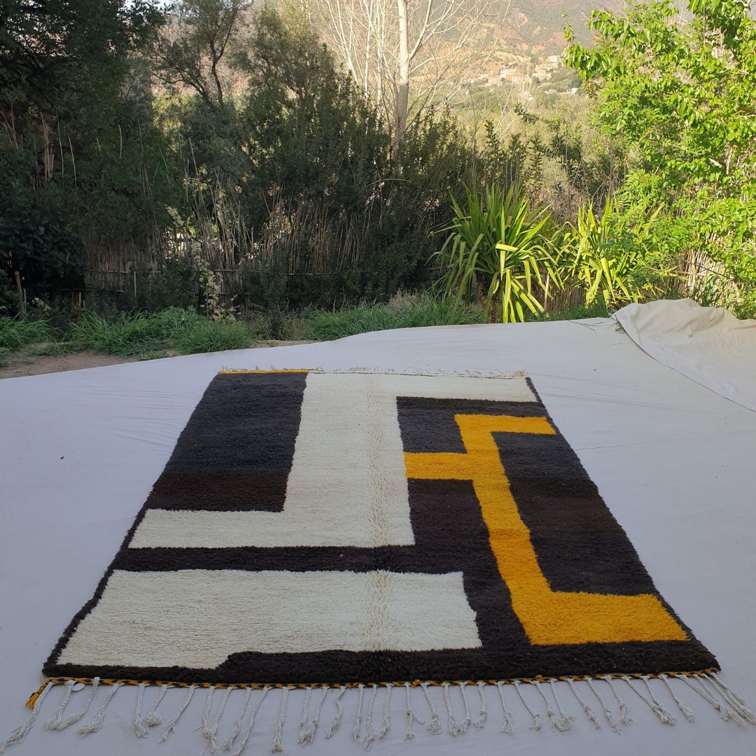 Lakma | Beni Ourain 7x10 Moroccan Rug Ultra Soft | Handmade Berber Wool Carpet | 7'15x10'14 Ft | 218x309 cm - OunizZ