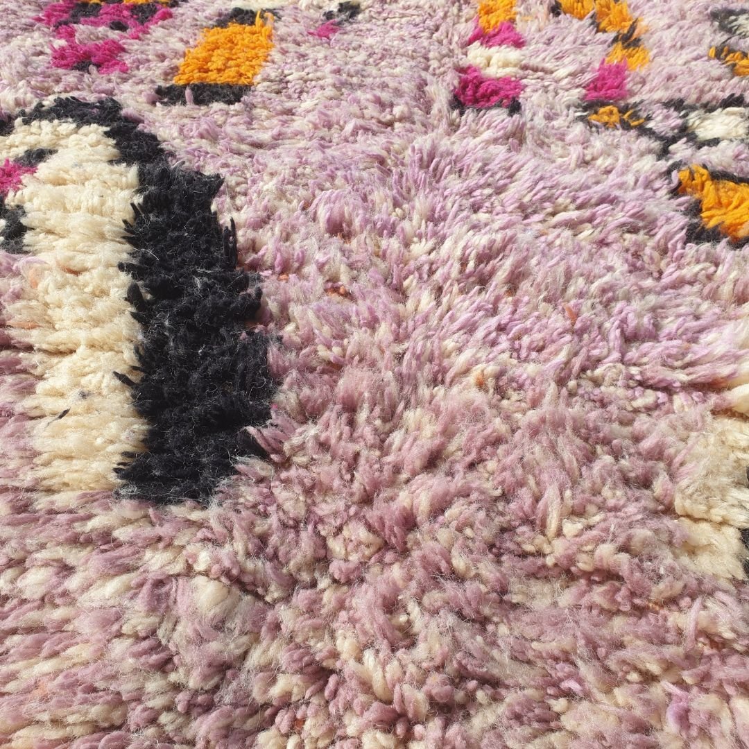 Lilia - Luxury Lavender Moroccan Shag Rug 6x7 Beni Mrirt | 6'04x7'28 Ft | 184x222 cm - OunizZ