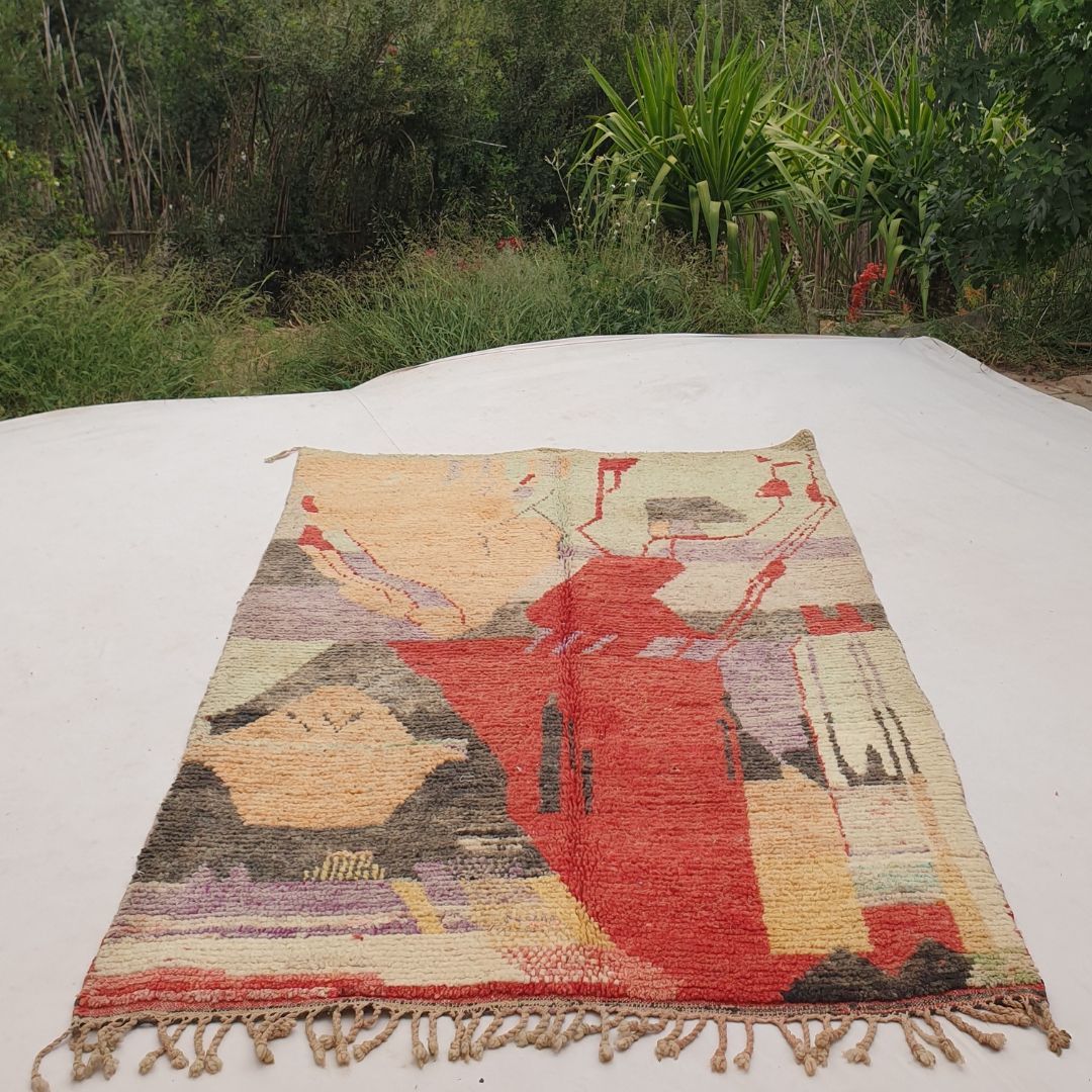 Lojaina - Colorful Boujad Moroccan Rug | Authentic Berber Living room & Bedroom Rug | 5'31x8'36 Ft | 162x254 cm - OunizZ