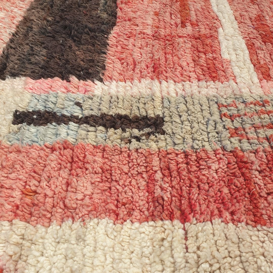 Mdalba - Red & Beige 6x9 Berber Moroccan Rug | Authentic Boujad handmade Moroccan Carpet | 6'43x9'45 Ft | 196x288 cm - OunizZ