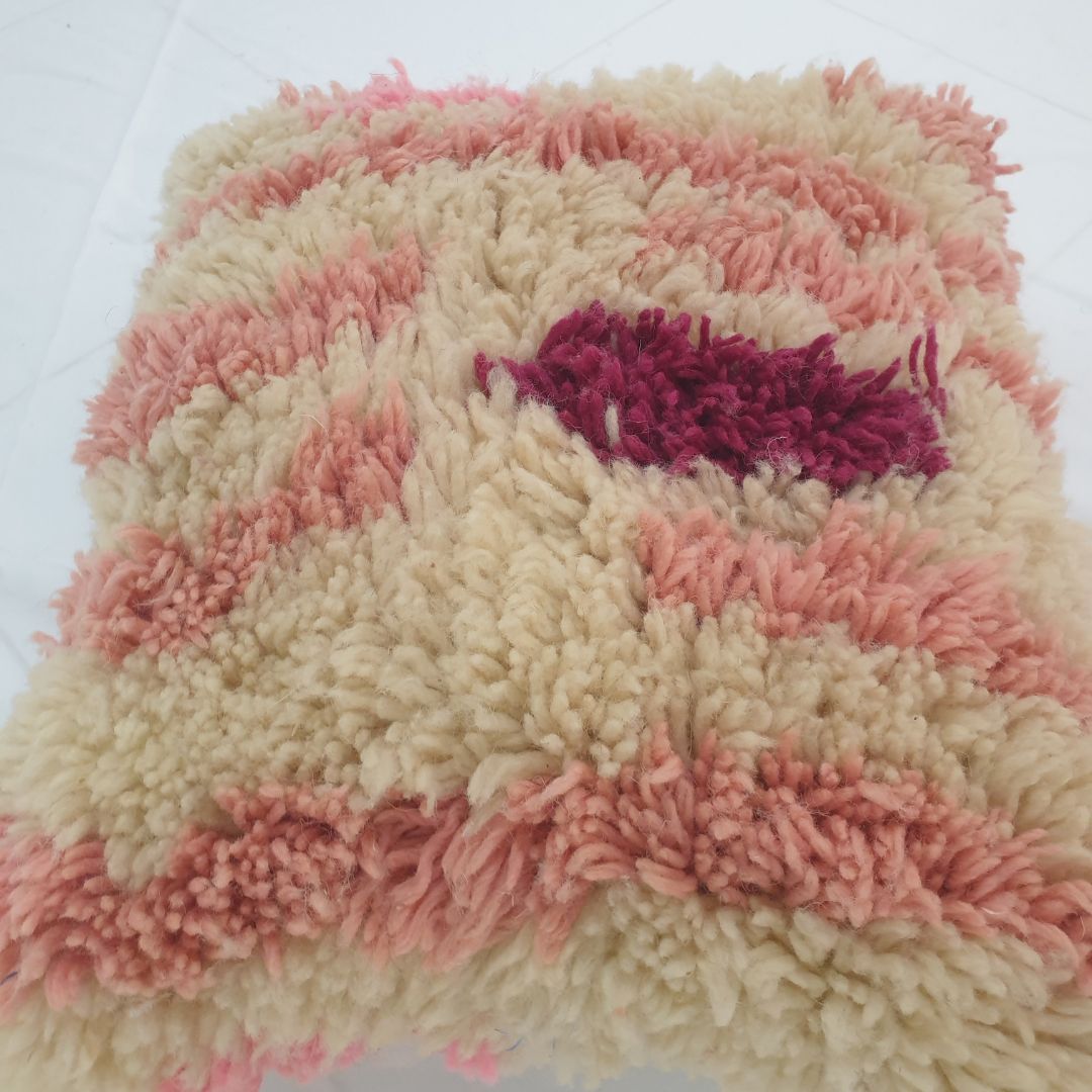 Modern Pink Cushion Cover – Tufted Moroccan Design 20x18 inches | 50x45 cm - OunizZ