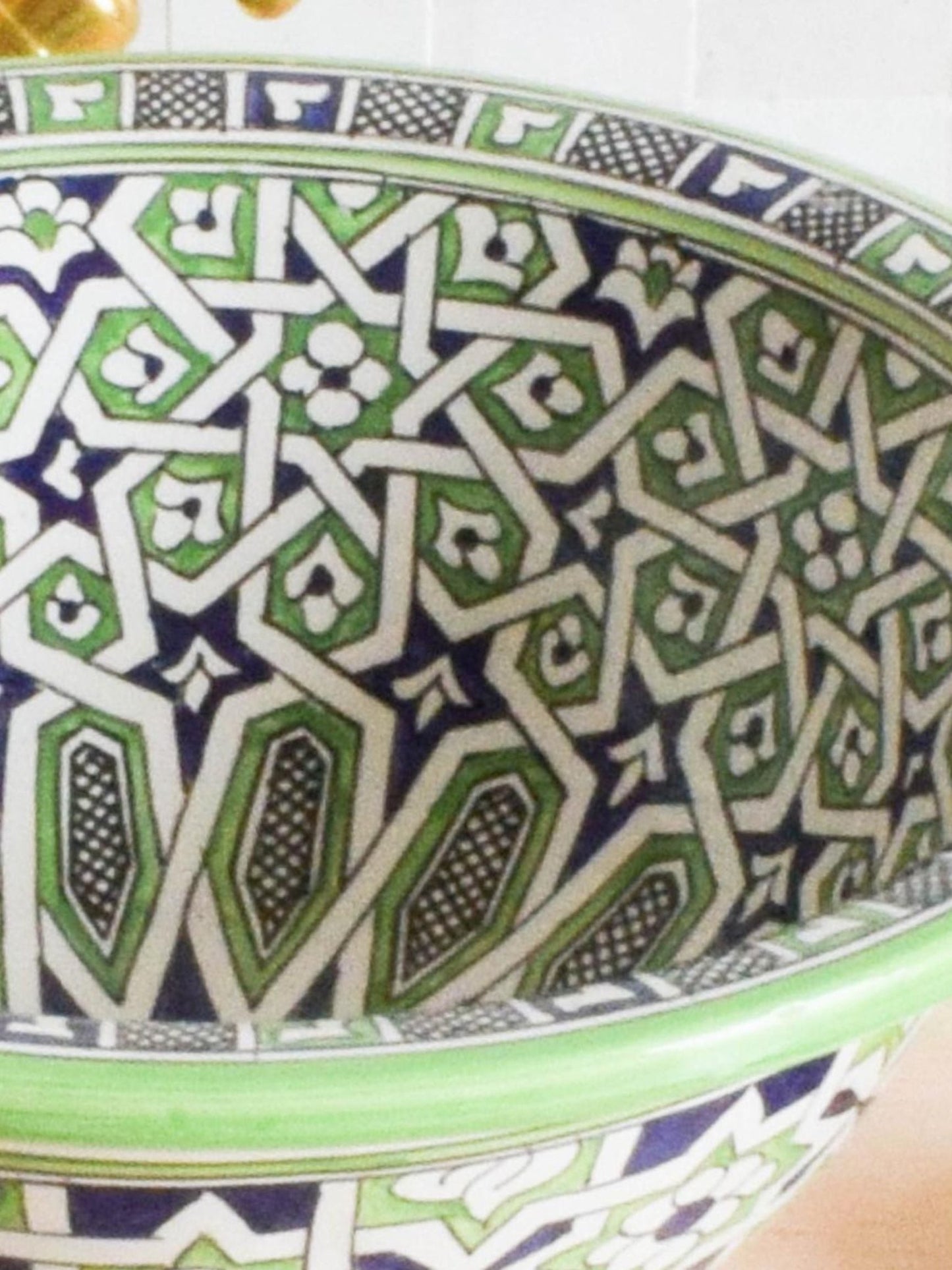 Porto - Green & Blue Ceramic Bathroom Sink Vanity – Elegant, Customizable and Lead - Free - (ETAT) - OunizZ