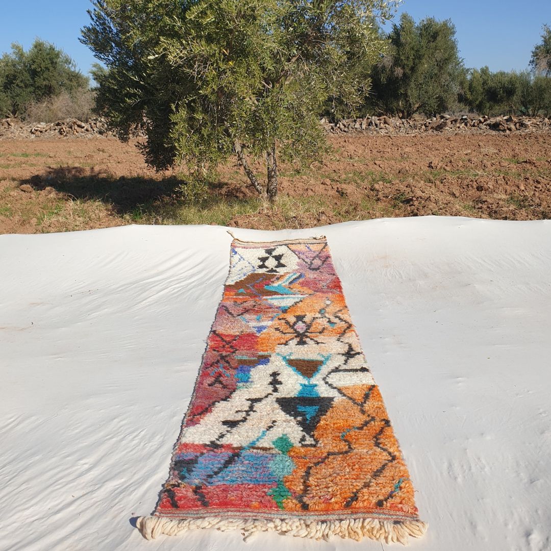 Sabaa Runner | Boujaad 2x10 Moroccan Runner Rug for Hallway & Kitchen | 2'30x10'17 ft | 70x310 cm - OunizZ