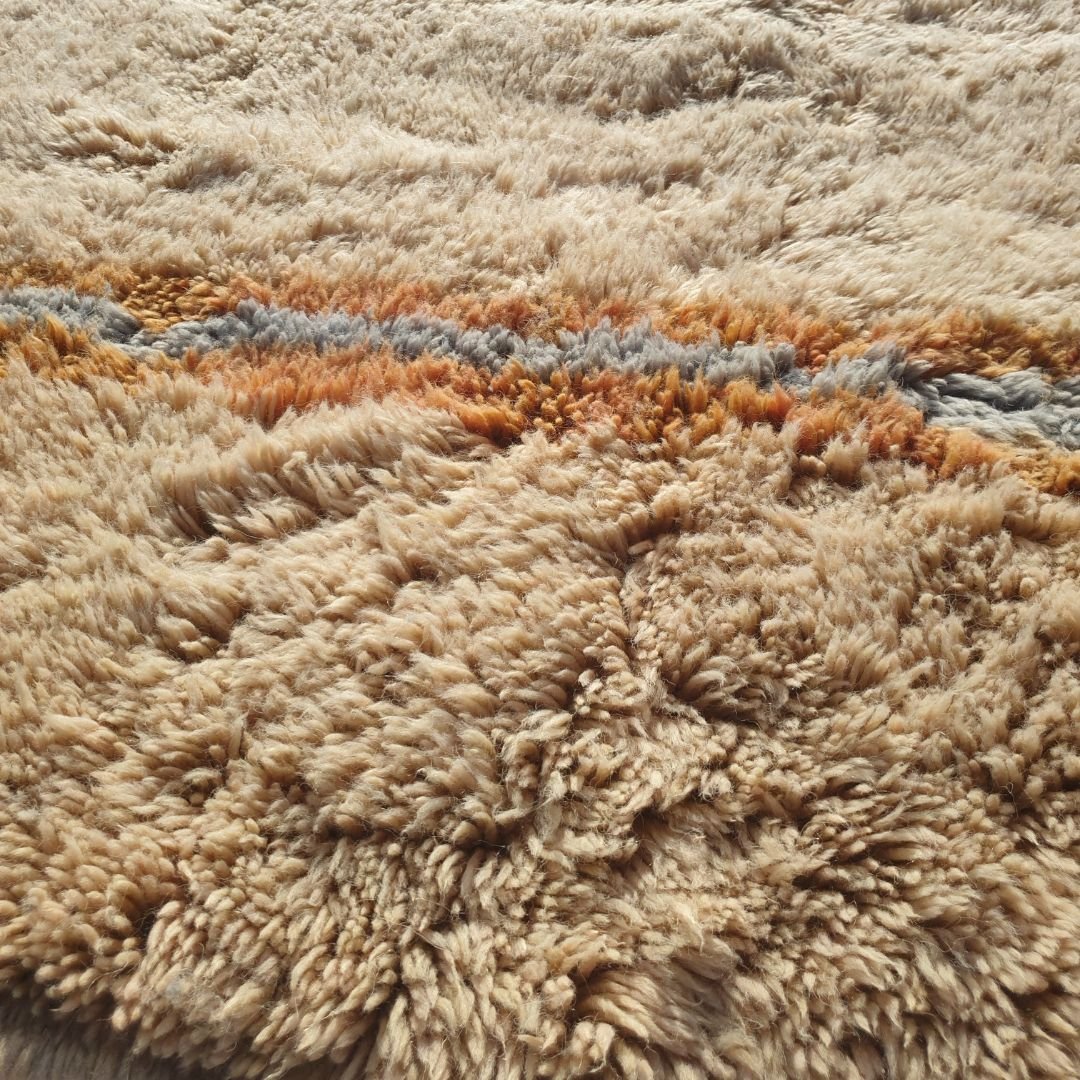 Samira | Peachy Beige Moroccan Rug 6x9 Beni Ourain Soft & Thick | Authentic High Pile Berber Beni Rug 100% Wool | 6'85x9'74 Ft | 209x297 cm - OunizZ