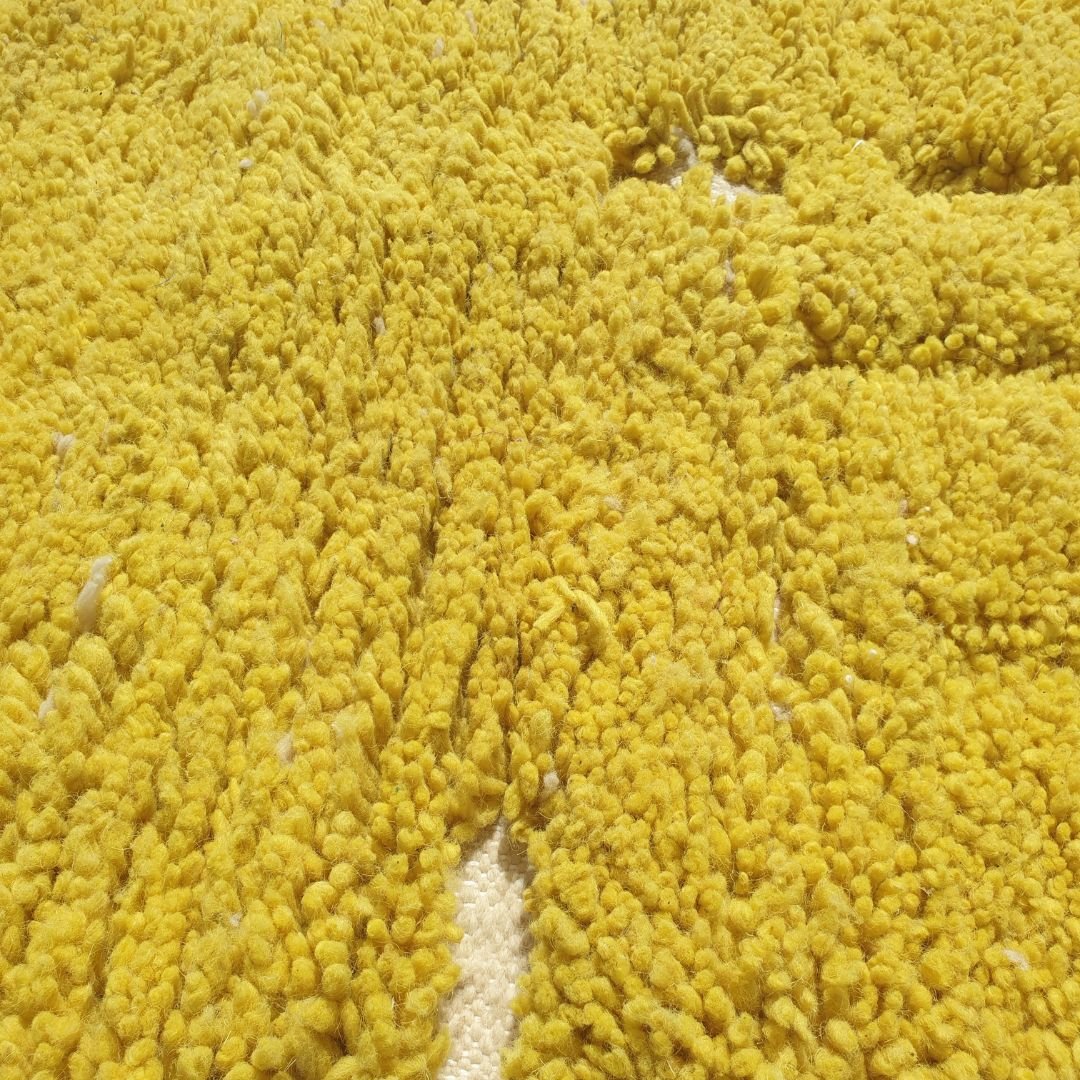 Sarina Runner - Mustard Beni Ourain Runner Rug 2x12 - Vibrant Fluffy Geometric | 2'40x12'63 ft | 73x385 cm - OunizZ