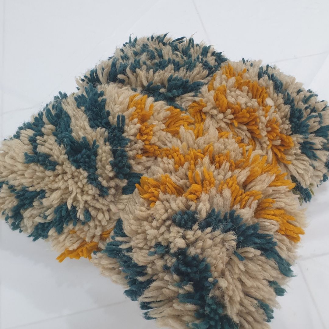 Teal Orange Moroccan Pillow Cover – Gorgeous Handwoven 16x16 inches | 40x40 cm - OunizZ