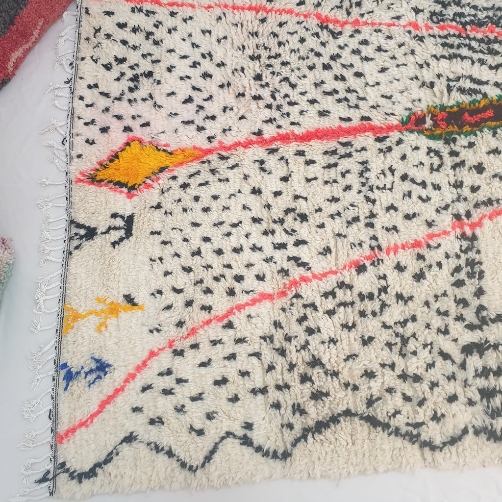 Tapis Azilal blanc marocain | NAKSSA | 10'2x6'6 pieds | 3,10x2,00 m | 100% laine fait main