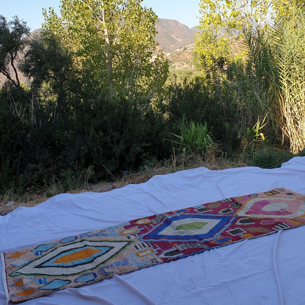 ASHKID Runner | 9'6x2'8 Ft | 2,93x0,87 m | Moroccan Colorful Rug | 100% wool handmade - OunizZ