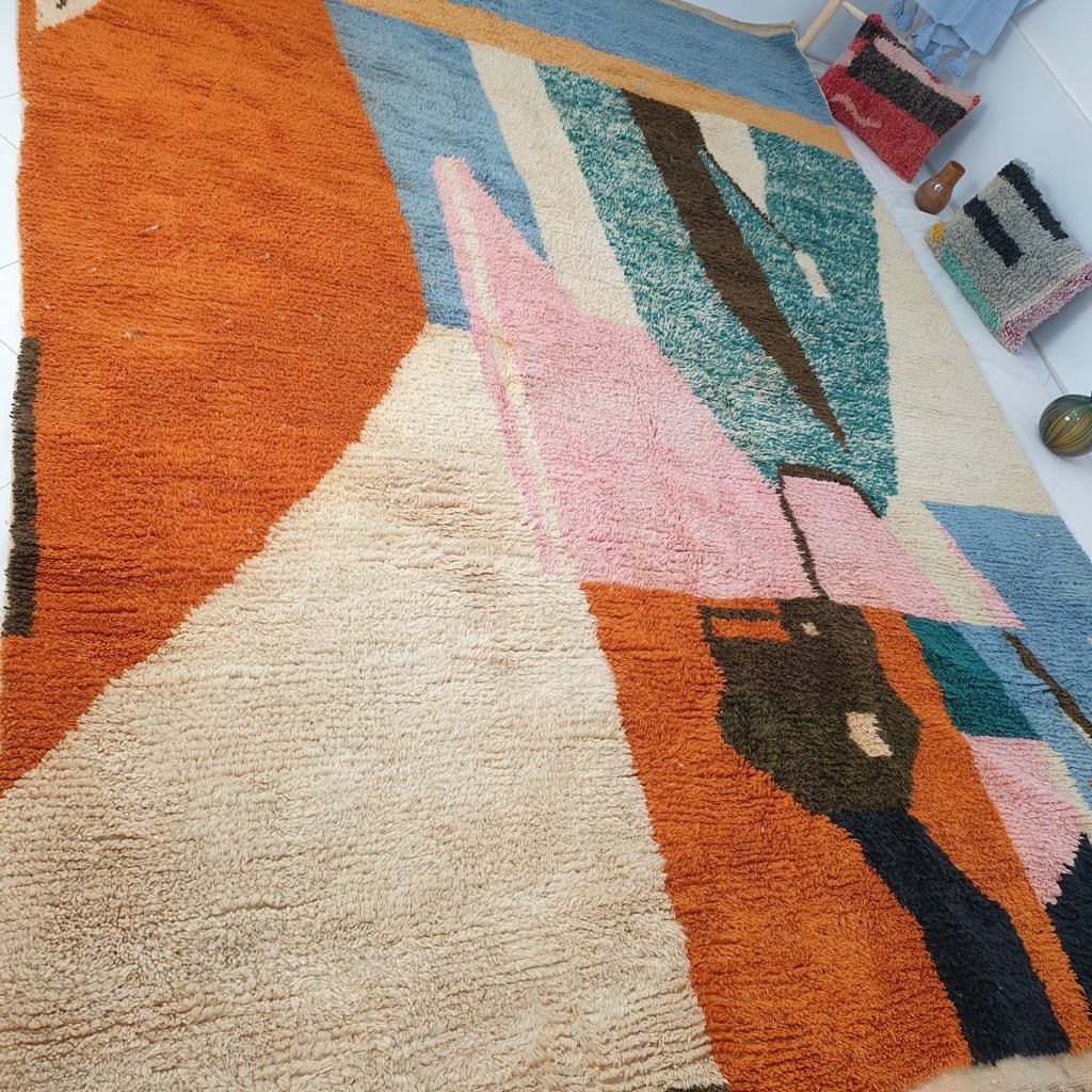 Boujaad Rug Large Moroccan colorful Living room carpet | SIMISOUDA | 12'9x9'4 Ft | 4x2,85 m | 100% wool handmade in Morocco - OunizZ
