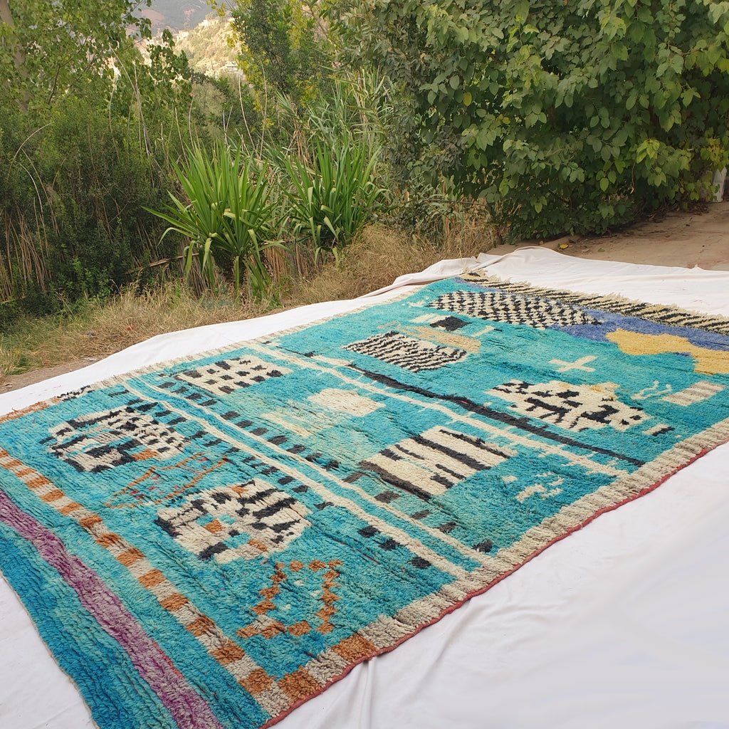 Denwal | MOROCCAN RUG BOUJAD | Moroccan Berber Rug | Colorful Rug Moroccan Carpet | Authentic Handmade Berber Living room Rugs | 13'05x9'74 Ft | 398x297 cm - OunizZ