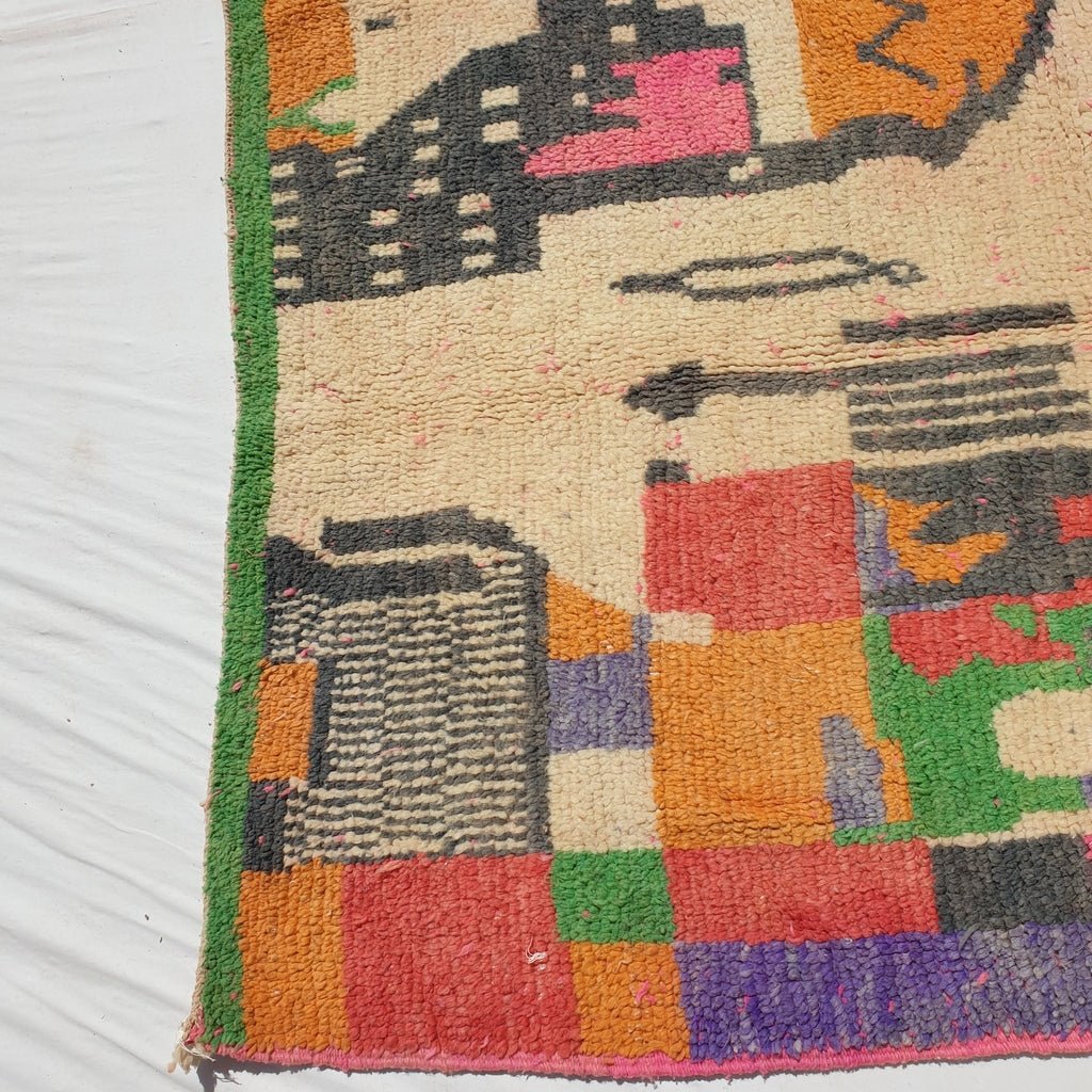 Fnicha - Moroccan Boujad Berber Rug | Colorful Authentic Handmade Bedroom Rug | 7'1x5'1 Ft | 2,16x1,55 m - OunizZ