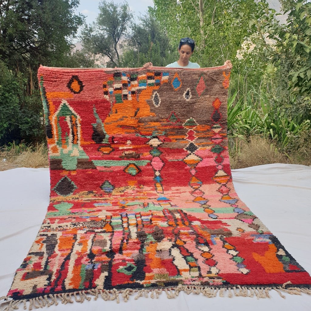 Kharba - MOROCCAN BOUJAAD RUG | Berber Colorful Area Rug for living room Handmade Authentic Wool | 9'91x6'56 Ft | 302x200 cm - OunizZ