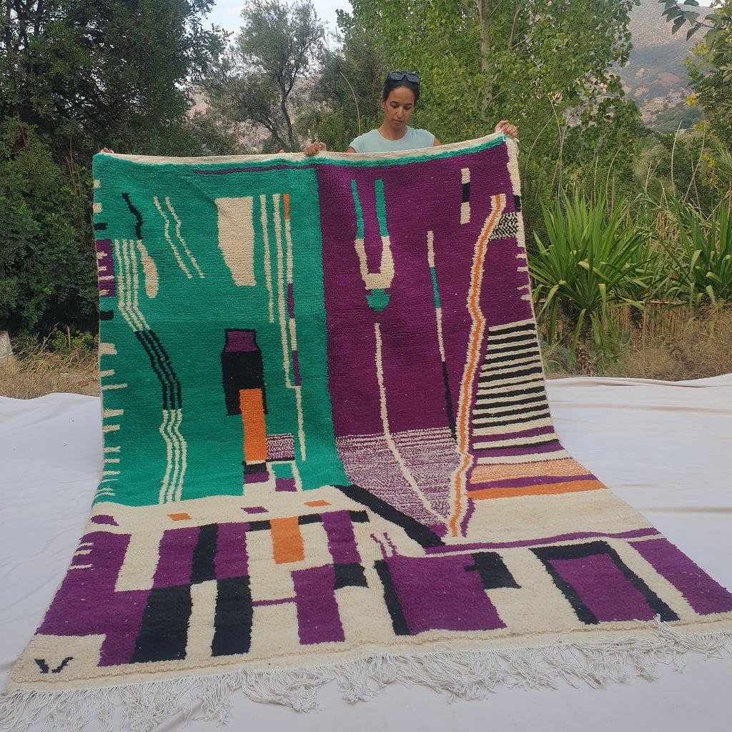 Khudli - MOROCCAN BOUJAAD RUG | Berber Colorful Area Rug for living room Handmade Authentic Wool | 9'45x6'72 Ft | 288x205 cm - OunizZ