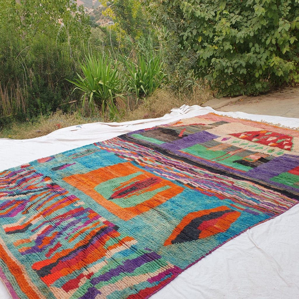 Lubna | MOROCCAN RUG BOUJAD | Moroccan Berber Rug | Colorful Rug Moroccan Carpet | Authentic Handmade Berber Living room Rugs | 13'45x9'28 Ft | 410x283 cm - OunizZ