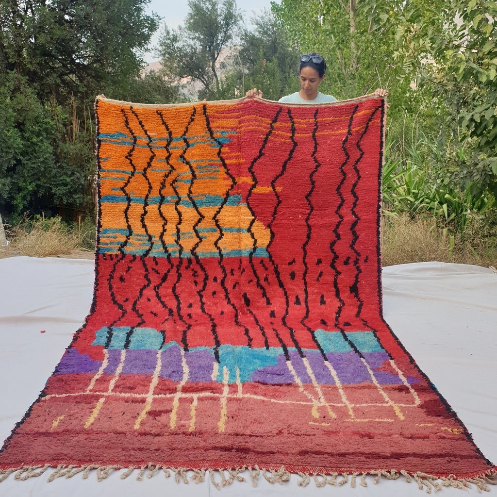 Mlafya - MOROCCAN BOUJAAD RUG | Berber Colorful Area Rug for living room Handmade Authentic Wool | 9'74x6'79 Ft | 297x207 cm - OunizZ