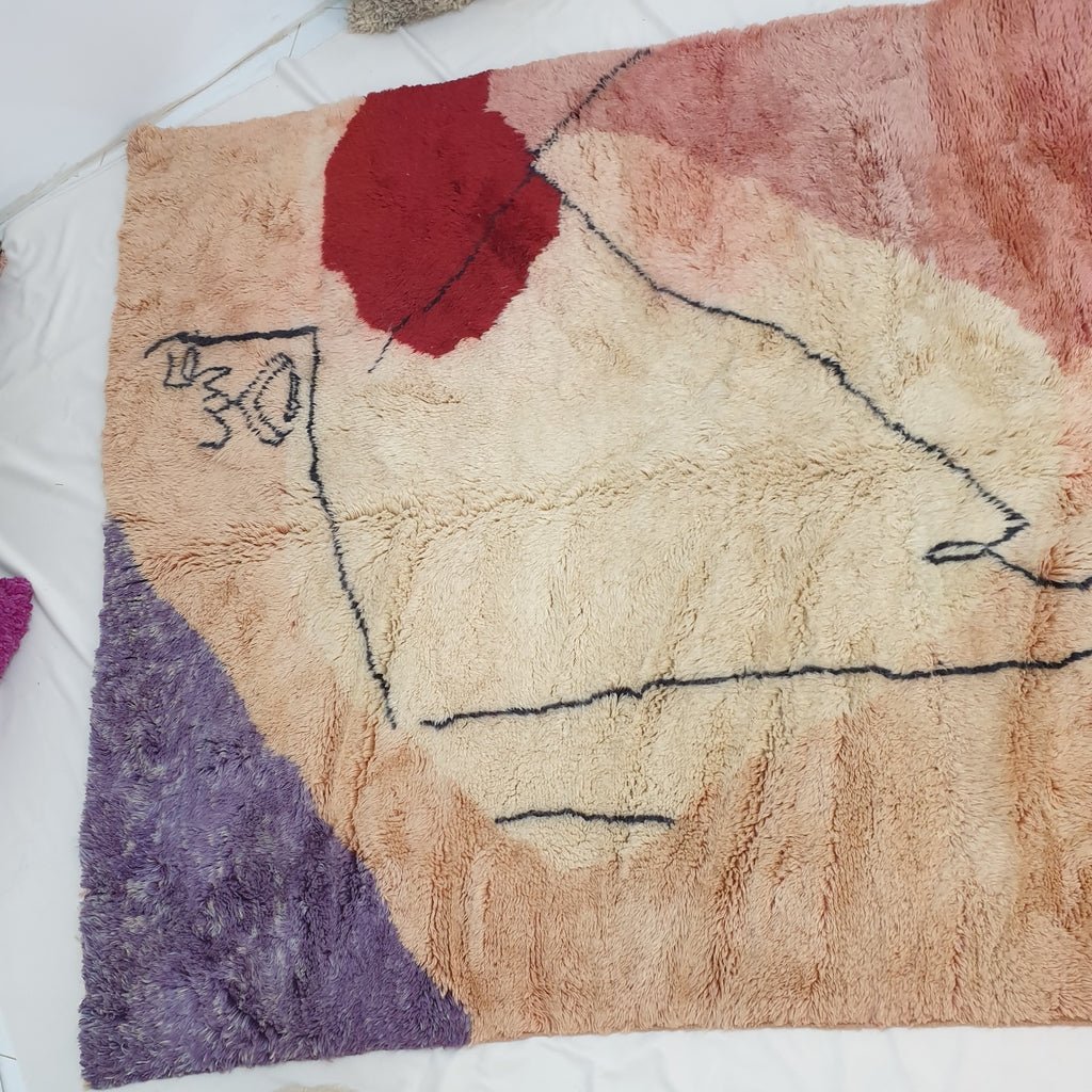 Moroccan Beni rug Ultra Soft & Thick | 10'x6'7 Ft | 3x2 m | KISSMI | Moroccan Colorful Beni Mrirt Rug | 100% wool handmade - OunizZ