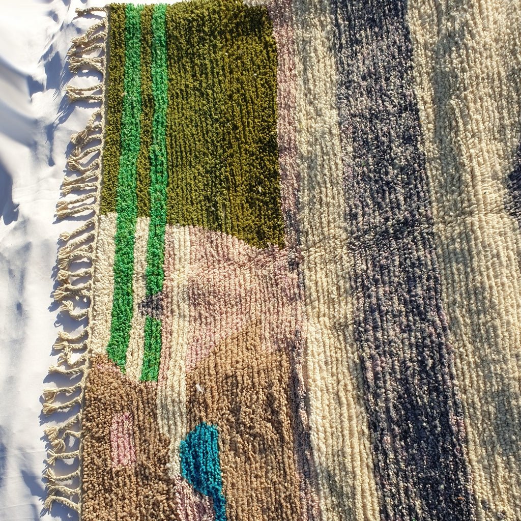MOROCCAN BOUJAAD RUG | Moroccan Berber Rug | Colorful Rug Moroccan Carpet | Authentic Handmade Berber Bedroom Rugs | 10'5x6'6 Ft | 3,20x2,00 m - OunizZ