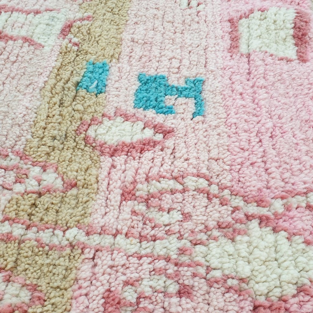 Moroccan Rug Pink Vintage Style Newly made Boujaad | 8x6'2" Ft | 2,45x1,90 m | KHORSSA | 100% wool handmade - OunizZ