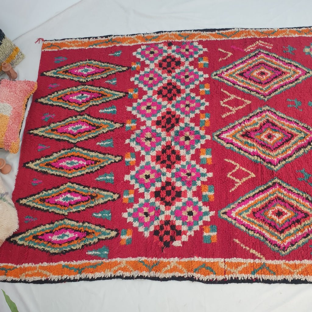Moroccan VINTAGE Red Rug | 9'9x5'8 Ft | 3x1,77 m | TABELDA | 100% wool handmade - OunizZ