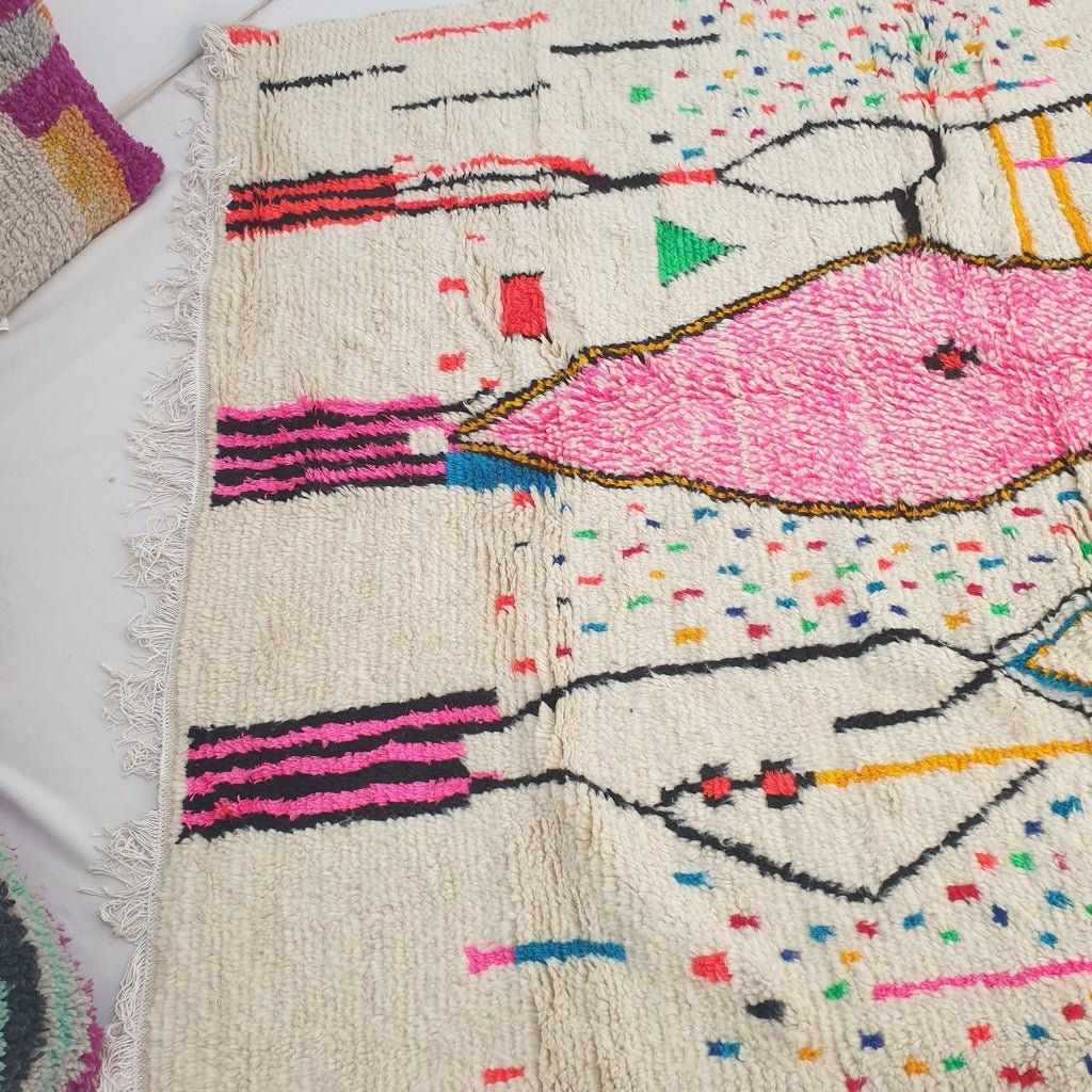 Moroccan White Azilal Rug | KLAMA | 9'2x6'3 Ft | 2,80x1,92 m | 100% wool handmade - OunizZ