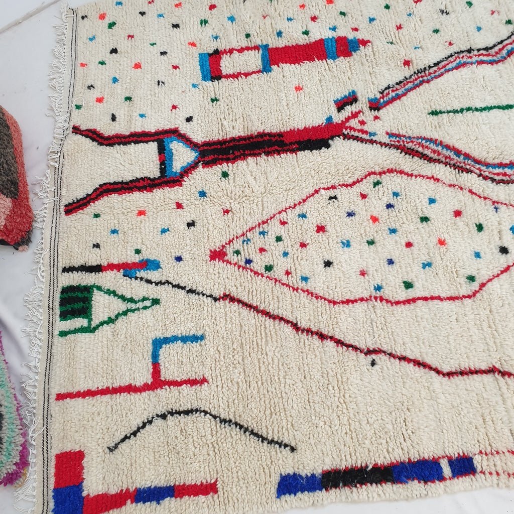 Moroccan White Azilal Rug | ORAJI | 10x6'2 Ft | 3,05x1,90 m | 100% wool handmade - OunizZ