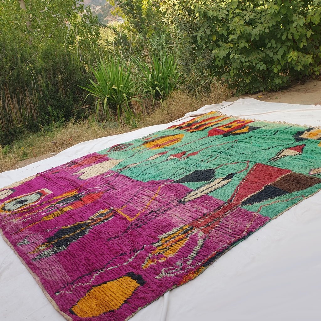 Nesadra | MOROCCAN RUG BOUJAD | Moroccan Berber Rug | Colorful Rug Moroccan Carpet | Authentic Handmade Berber Living room Rugs | 13x9'61 Ft | 396x293 cm - OunizZ