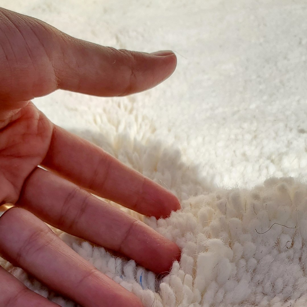 OURTAGHIR | BENI OUARAIN White Rug | 100% wool handmade in Morocco - OunizZ