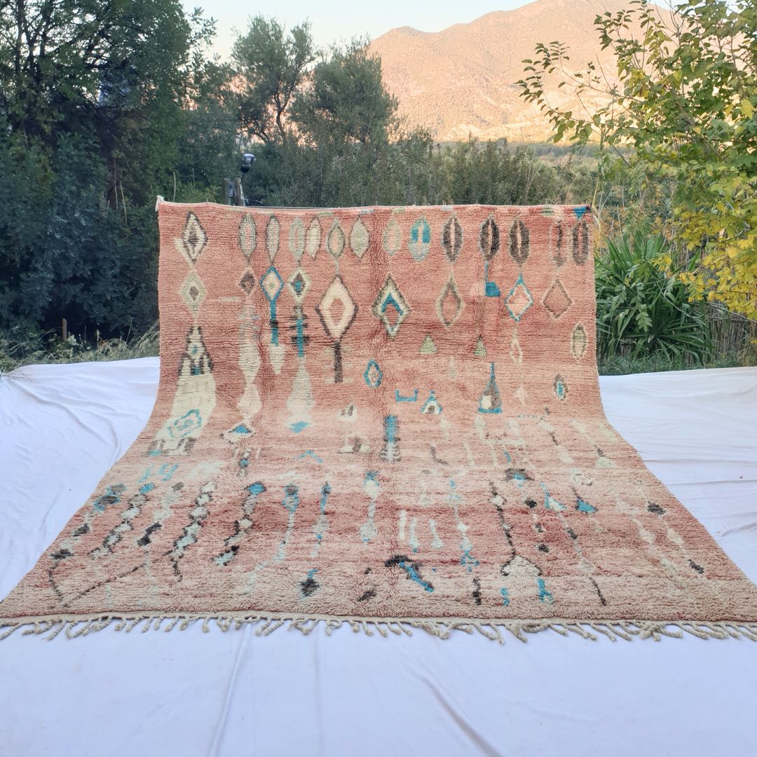 10x13 Large Moroccan Rug in Pink with Minimalist design