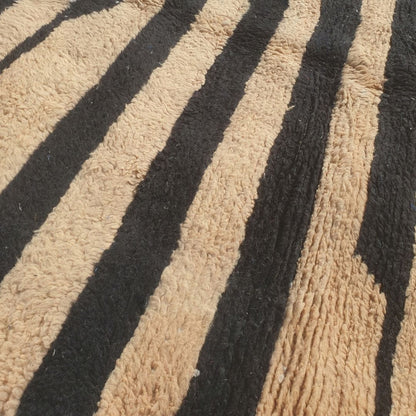Bolka - 6x8 Bold Striped Beni Ourain Rug in Black and Tan - Handwoven Berber Carpet | 6'2"x8' Ft | 190x242 cm