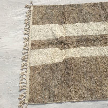 Farali - Beni Ourain Rug with Taupe Field and Scattered Ivory Mosaic Block Shapes - Handwoven Berber Carpet | 6'7"x10'7" Ft | 201x324 cm