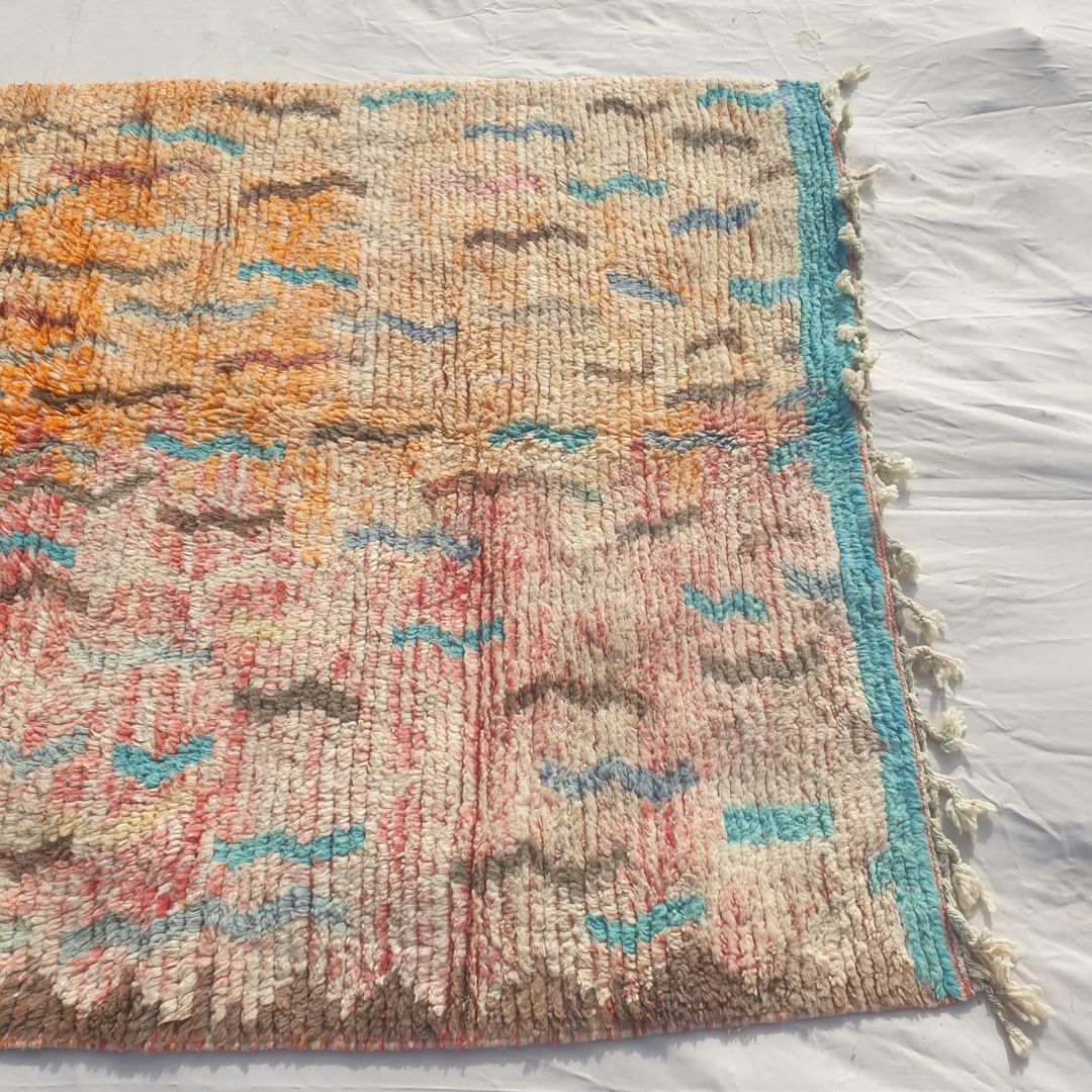 Yajina - Pink & Teal Moroccan Boujad Rug with Camel Motif and Zigzag Pattern - Handwoven Berber Carpet | 6'1"x10' Ft | 186x306 cm