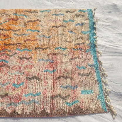 Yajina - Pink & Teal Moroccan Boujad Rug with Camel Motif and Zigzag Pattern - Handwoven Berber Carpet | 6'1"x10' Ft | 186x306 cm