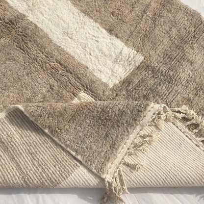 Farali - Beni Ourain Rug with Taupe Field and Scattered Ivory Mosaic Block Shapes - Handwoven Berber Carpet | 6'7"x10'7" Ft | 201x324 cm