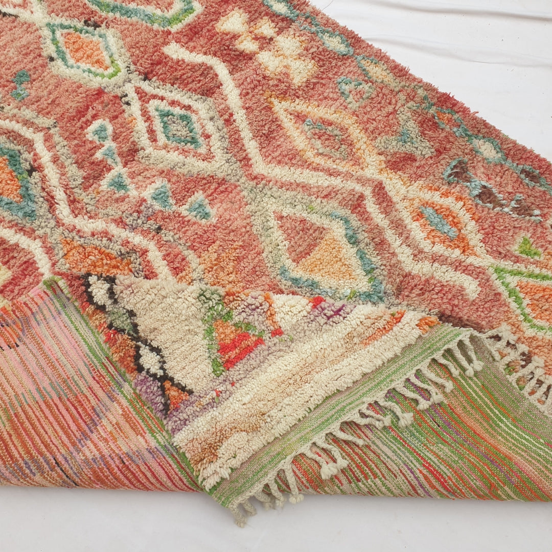 Bizri - Terracotta Moroccan Rug with Classic Diamond Lattice Pattern - Handwoven Berber Carpet | 6'4"x9'11" Ft | 194x304 cm