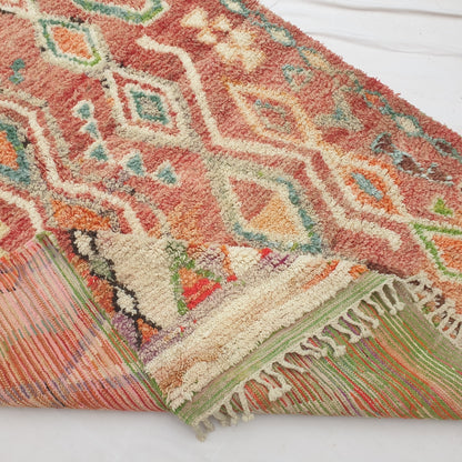 Bizri - Terracotta Moroccan Rug with Classic Diamond Lattice Pattern - Handwoven Berber Carpet | 6'4"x9'11" Ft | 194x304 cm