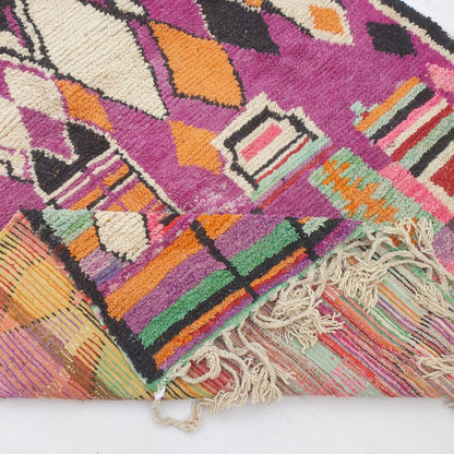 Hacla - 8x11 Moroccan Rug - Deep Purple Multicolor Boujad Berber Handwoven Wool Carpet | 7'5"×10'7" Ft | 227×323 cm