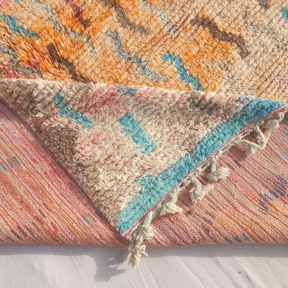 Yajina - Pink & Teal Moroccan Boujad Rug with Camel Motif and Zigzag Pattern - Handwoven Berber Carpet | 6'1"x10' Ft | 186x306 cm