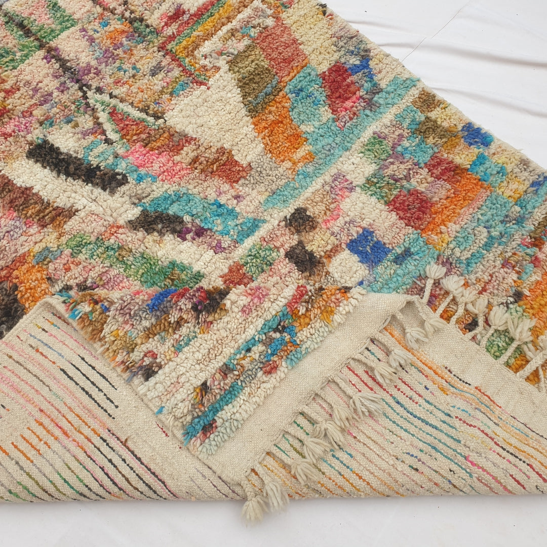 Yaftna - Colorful Ivory Moroccan Rug with Multicolor Boho Pattern - Handwoven Berber Carpet | 6'1"x10' Ft | 187x307 cm