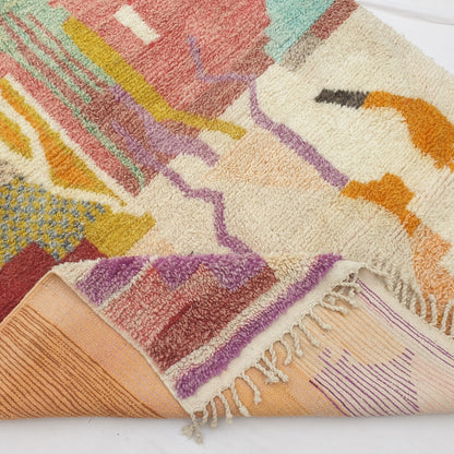 Makyna - Neutral Pastel Moroccan Rug with Soft Muted Abstract Pattern - Handwoven Berber Carpet | 6'5"x10'6" Ft | 195x321 cm