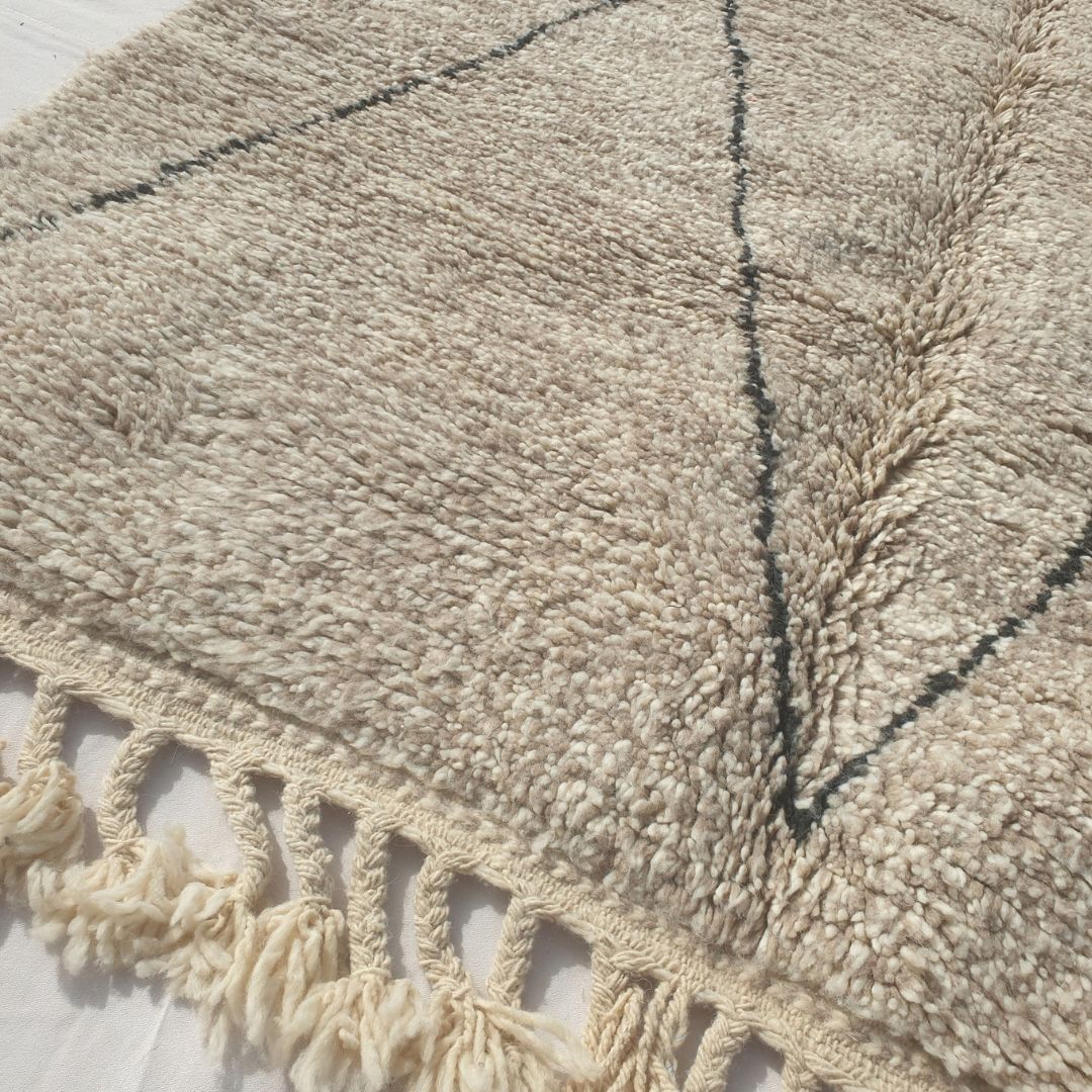 Wirafa - Tapis Beni Ouarain Losange Classique en Avoine - Tapis Berbere Tisse Main | 162x249 cm