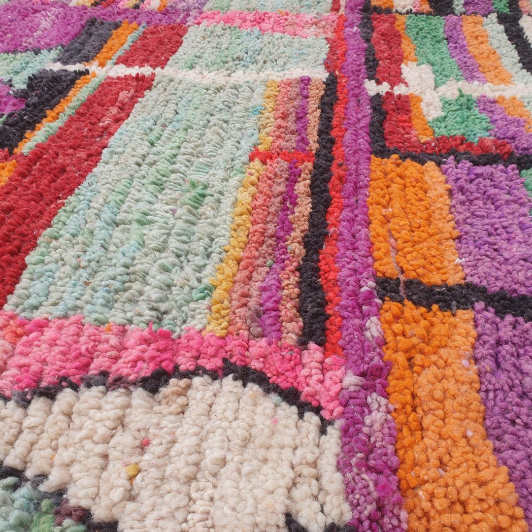 Hacla - 8x11 Moroccan Rug - Deep Purple Multicolor Boujad Berber Handwoven Wool Carpet | 7'5"×10'7" Ft | 227×323 cm
